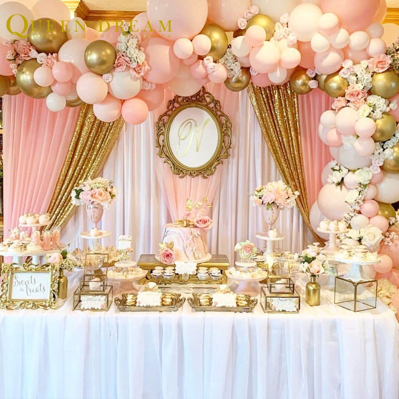 QueenDream Gold Sequin Backdrop Curtains 2 Panels 2FTx8FT Glitter Gold Photo Backdrop for Wedding Party Stage Decorations - Image 2